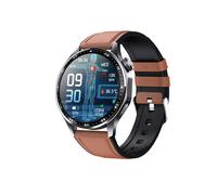 Montre connectée avec ECG, cardiofréquencemètre, tensiomètre et podomètre Black and Brown Leather strap