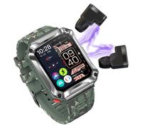 Montre connectée avec écouteurs, écran tactile 1,96", mémoire interne de 4 Go, permet de répondre aux appels et de consulter les messages.