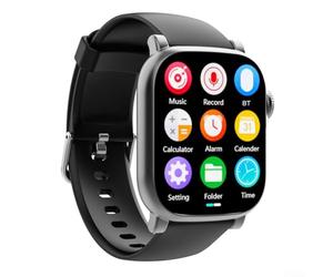 Montre connectée avec écran HD 2,01", lecteur MP3 et lecture vidéo, compatible Bluetooth, boîtier en métal, haut-parleur intégré, montre de musique pour le sport et les voyages Gris (Black Gray 32 Go)