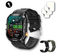 Montre Connectée Avec Écran Hd, Lampe De Poche, Appels Puissants, Haut-Parleur Et Microphone, Moniteur De Température.