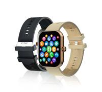 Montre Connectée Cadran Gold 2 Bracelets Silicone Noir Et Beige Inwatch Ii Gold Iconic