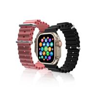 Montre Connectée Cadran Gold 2 Bracelets Silicone Noir Et Rose Inwatch I Gold Iconic