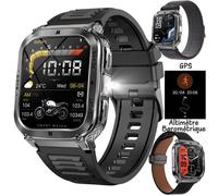 Montre Connectée Cardio GPS 1,83 Suivi Itinéraire Altimètre Barométrique Étalonnage Manipulable LED avec Lentille 400mAh 3Bracelets