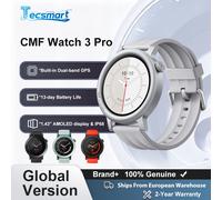 Montre connectée Cmf Watch 3 Pro, écran AMOLED de 1,43 pouces, autonomie jusqu'à 13 jours, double GPS, appels Bluetooth avec réduction du bruit. Gris Cendré
