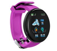 Montre Connectée D18 avec Moniteur de Fréquence Cardiaque pour Homme et Femme, Bracelet Numérique de Fitness Rond PK D20 Y68，Violet