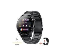 Montre connectée de luxe pour hommes et femmes, bracelet en acier, écran tactile, Bluetooth, appel,2312 - Acier noir