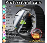 Montre connectée de santé 2026New avec analyse des lipides sanguins et de la graisse corporelle en 60 secondes, montre de santé pour hommes, étanche IP68, montre connectée de sport Black steel