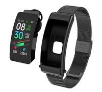 Montre connectée détachable avec écouteurs et bracelet en acier de 1,08 pouce (noir)