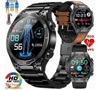 Montre Connectée ECG XtraDiTech Cardiofréquencemètre Thermomètre Moniteur Santé Multifonction Écran AMOLED Appel 3 Bracelets