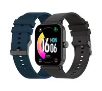 ECHO Rainbow Lite - Montre Connectée Homme 1.83'' Gris Métal - Appel Bluetooth/sans Fil & Capteurs Santé - Modes Sport avec Coaching - 2 Bracelets Gomme - Légère & étanche - Android/iOS