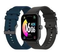 Montre Connectée - ECHO - Rainbow Lite - Noir - Bracelet Bleu Marine - Fonctionnalités Avancées