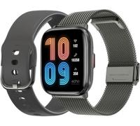 ECHO Rainbow Nano - Montre Connectée Homme AMOLED 1.83'' Gris - Appel Bluetooth/sans Fil & Capteurs Santé - Modes Sport avec Coach - 2 Bracelets Métal & Gomme - Mini, légère & étanche - Android/iOS