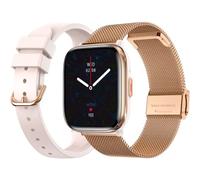 ECHO Rainbow Nano - Montre Connectée Femme AMOLED 1.83'' Or Rose - Appel Bluetooth/Sans fil & Capteurs Santé - Modes sport avec coach - 2 Bracelets Métal & Gomme - Mini, légère & étanche - Android/Ios