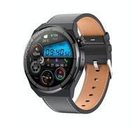 Montre Connectée Élégante 1.36' Écran Rond Étanche Ip68 Bracelet Cuir Fonction Appel Bluetooth Noir Yonis