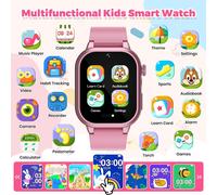 Montre Connectée Enfant 32 Jeux,Montre Intelligente Enfant avec HD Caméra Livres Audio&Cartes d'étude,Suivi des Habitudes,3 Sportifs Podomètre Réveil Mode Scolaire,Cadeaux d'anniversaire(Rose-32 Jeux)