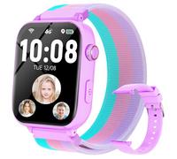 Montre Connectée Enfant 4G GPS - Smartwatch Téléphone Pour Fille Garçon avec SOS, Chat, Appel Vidéo, WiFi, Mode Classe, Réveil, Caméra, Jeux, Montre Intelligente Enfants Cadeau 4 à 12 Ans,Violet Moyen