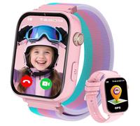 Montre Connectée Enfant 4G GPS - Smartwatch Téléphone Pour Fille Garçon avec SOS, Chat, Appel Vidéo, WiFi, Mode Classe, Réveil, Caméra, Jeux, Montre Intelligente Enfants Cadeau 4 à 12 Ans, Rose Pâle