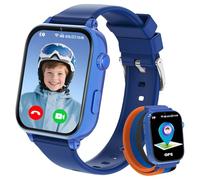 Montre Connectée Enfant 4G GPS - Smartwatch Téléphone Pour Fille Garçon avec SOS, Chat, Appel Vidéo, WiFi, Mode Classe, Réveil, Caméra, Jeux, Montre Intelligente Enfants Cadeau 4 à 12 Ans, Bleu Noir