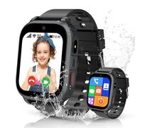 Montre Connectée Enfant 4G, IP68 Montre GPS Enfant pour Fille Garçon avec Appel Vidéo Chat Familial SOS Téléphone Etanche Jeux Réveil Mode Classe,Smartwatch Téléphone Cadeau pour 4-12 Ans (Noir-GPS)