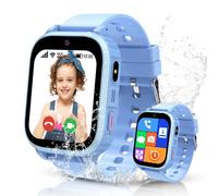 Montre Connectée Enfant 4G, IP68 Montre GPS Enfant pour Fille Garçon avec Appel Vidéo Chat Familial SOS Téléphone Etanche Jeux Réveil Mode Classe,Smartwatch Téléphone Cadeau pour 4-12 Ans (Bleu-GPS)