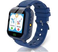 Montre Connectée Enfant avec Carte SIM Montre Telephone avec Sim Appel SMS SOS 25 Jeux Appareil Photo Podomètre Réveil Montre Bleu