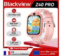 Montre connectée enfant Blackview Z40 Pro, LBS+WiFi+GPS, écran TFT 1,85 pouce, triple positionnement IA, grande batterie 850mAh, 4G, appel vidéo, smartwatch avec éclairage LED, étanche IP68 Bleu