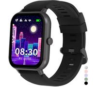 Montre Connectée Enfant Cardiofrequencemetre Moniteur de Sommeil Podomètre Modes Sport étanche Reveil Jeux Bluetooth Couleur:Noir