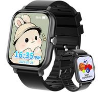 Montre Connectée Enfant Filles Garçons avec 1,57 Pouces Bricolage Visage Apprendre Cartes Musique Histoires de Chevet, Montre Enfant Anniversaire Cadeaux Jouets pour Enfants 4 5 6 7 8+ (Black)