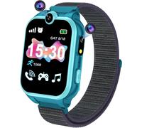 Montre Connectée Enfant, Montre Intelligente Enfant Fille Garçon Avec Sangle En Tissu De Nylon Sos 18 Jeux Double Caméra Musique Vidéo Réveil Calendrier Calculatrice Podomètre Jouets Éducatifs Cadeaux
