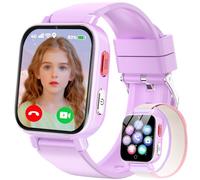 Montre Connectée Enfants GPS, 4G Smartwatch Téléphone pour Filles et Garçons avec Appel, Vidéo, SOS, Chat, Mode Classe Podomètre, Jeux, Réveil, Montre Intelligente Enfant 4 à 12 Ans Cadeau, Violet