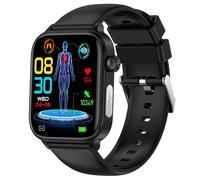 Montre connectée ET570 1,96" avec Bluetooth, appel, ECG, suivi de la fréquence cardiaque et activité physique, bracelet en silicone - Noir, Multicolore