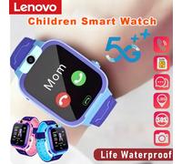 Montre connectée étanche 5G Lenovo 2026 pour enfants, SOS, GPS, carte SIM, appel, caméra, montre intelligente pour enfants, garçons, filles, cadeau pour iOS Android Pink-water
