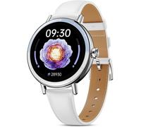 Montre Connectée Femme, 1,27'' Hd Smartwatch Petit Poignet Ronde Avec Cycle Menstruel/Spo2/Fréquence Cardiaque/Sommeil/Podomètre/100+ Modes Sportifs/Ip68 Pour Android Ios, Argent/Blanc[Z1966]