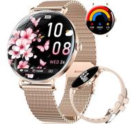 Montre Connectée Femme, 1.43"" Hd Amoled Smartwatch Avec Android Ios, Appel Bluetooth, Santé Au Féminin/100+ Modes Sport,100+ Cadrans, Rappel Message, 5Atm Étanchéité,Mémoire De 128[MON9260148]
