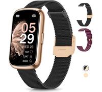 Montre Connectée Femme, 1.47"" Bracelet Connectée, 24 Sports, 24H Fréquence Cardiaque, Spo2 Sommeil Fonction Féminine Ip68 Étanche Smartwatch Podometre Trackers D'Activité Android Ios Or Noir