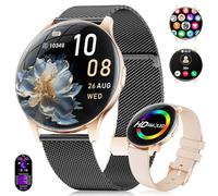 Montre Connectée Femme 2025 avec Appels - 7,99 mm Smartwatch Élégante Ultra-Mince avec Écran HD Always-On 1,43 pouces, IP67 Étanche, 100+ Modes Sport, Santé Féminine pour iOS Android, Or Noir