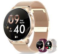 Montre Connectée Femme Appel Bluetooth et Assistant AI Notification Intelligente Smartwatch Fréquence Cardiaque Sommeil Étanche Tracker d'activité Podomètre 3 Bracelets Montre Sport pour Android iOS