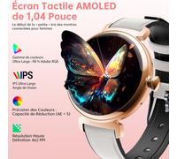 Montre Connectée Femme avec Appel Bluetooth,1.04 inch Smartwatch,Montre Sport Podometre/Moniteur de Sommeil/Cardiofréquencemètre avec 100+Sportifs,Etanche IP68,Montre Femme pour Android iOS