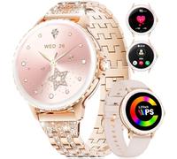 Montre connectée Femme avec Appel Bluetooth, 1,27" HD, Messages, Notifications pour Android iOS, Smartwatch Ronde, Fréquence Cardiaque, Moniteur de Sommeil, 100+ Modes Sport, 160+ Cadrans, 2 Bracelets