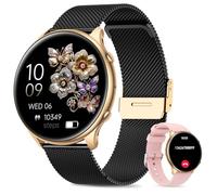 Montre Connectée Femme avec Appel Bluetooth, 1,39" Smartwatch Femme avec 3 Bracelets, Fonction Féminine, 24Fréquence Cardiaque, SpO2, Sommeil, 120+ Modes Sportif, Podometre pour iOS Android (Noir Or)