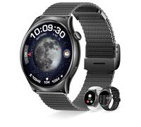 Montre Connectée Femme avec Appel Bluetooth, Affichage Permanent Écran AMOLED Smartwatch pour Android iOS Bracelet Connectee Podometre Moniteur de Fréquence Cardiaque Sommeil 100+ Modes Sport, Noir
