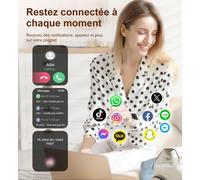 Montre Connectée Femme Avec Appels Bluetooth, 1,85"" Hd Smartwatch Pour Android & Ios, Montre Sport Avec Podomètre, 100+ Modes Sportifs, Sommeil, Fréquence Cardiaque, Cycle Menstrue[MON9262486]
