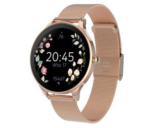 Montre Connectée Femme avec Bracelet en maille Élégante inoxydable Rose champagne