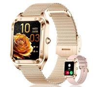 Montre Connectée Femme Homme, 1,59'' HD Smartwatch avec Appel Bluetooth, Montre Intelligente Sport avec Fonction Féminine Fréquence Cardiaque SpO2 Moniteur Podometre pour Android iOS(Or Rose)