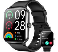 Montre Connectée Femme Homme, Appel Bluetooth, Écran 1.85"" à LCD, Notifications Réseaux Sociaux, Cardiofréquence/Oxymètre/Analyse Sommeil, 100+ Modes Sports, pour Android& iOS (Noire)
