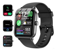 Montre Connectée Femme Homme Appel IOWODO Smartwatch Bluetooth Multifonction Étanche Tracker d'Activit pour Android iOS NOIR