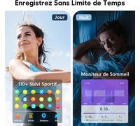 Montre Connectée Femme Homme, Smartwatch Cardiofrequencemètre Moniteur de Sommeil Pression Artérielle 100 Modes Sportifs Compatible Android iOS pour Homme Femme Montre Intelligente