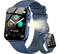 Montre Connectée Femme Homme, Torche Intégrée, Appel Bluetooth Podomètre Cardiofréquencemètre Oxymètre, Étanchéité Ip68, Cycle Menstruel, Analyse Du Sommeil, Pour Android Et Ios (Bleu)