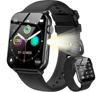 Montre Connectée Femme Homme, Torche Intégrée, Appel Bluetooth Podomètre Cardiofréquencemètre Oxymètre, Étanchéité Ip68, Cycle Menstruel, Analyse Du Sommeil, Pour Android Et Ios (Noire)