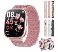 Montre Connectée Femme pour 7 Bracelets et Coffret Cadeau, 1.83'' HD Smartwatch avec Appel Bluetooth, Montre Connectée pour Cardiofréquencemètre, Sommeil, 100+ Modes Sportifs, IP68 Etanche(Rose-A)